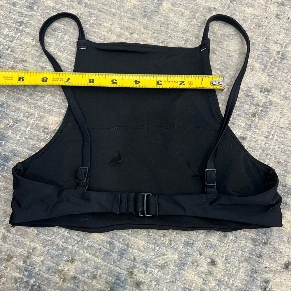 xs black square shaped swim top